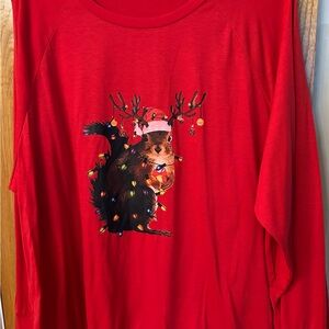 Festive Red Squirrel Holiday Sweater